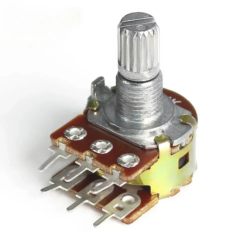 Dobbelt potentiometer 50K lineær stereo 6 ben