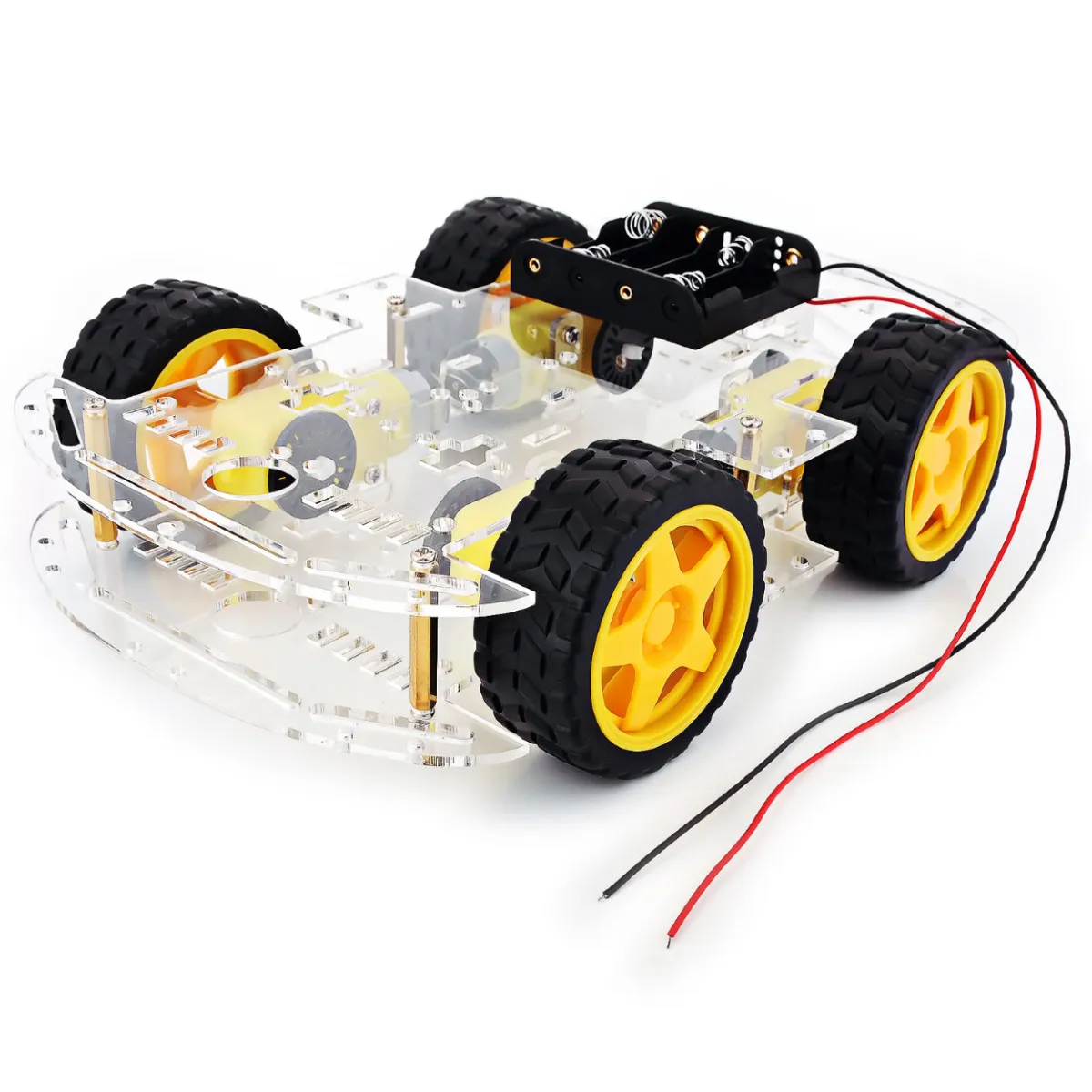 Chassis con 4 ruote e 4 motori TT e portabatterie