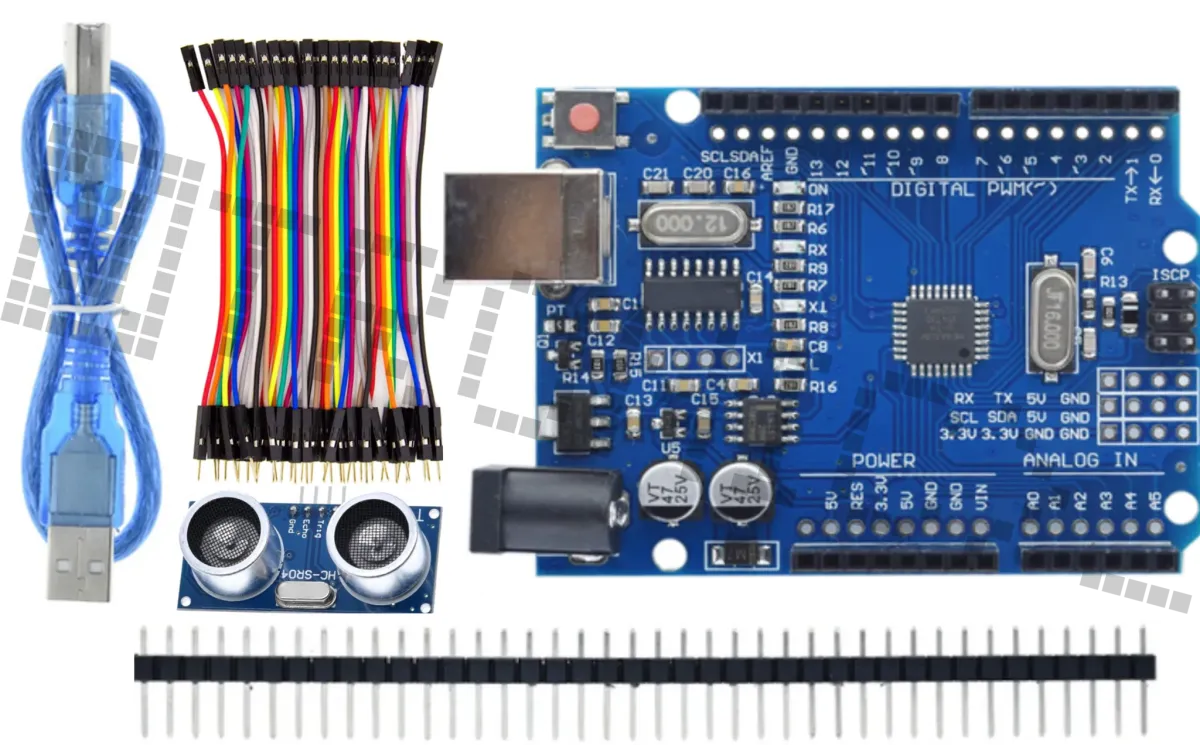 Starter Kit for Arduino Uno R3 with the HC-SR04 distance sensor and Dupont cables
