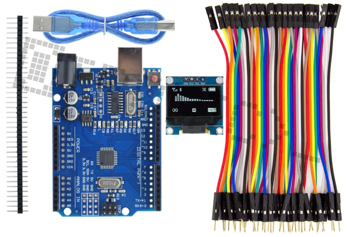 Starter Kit for Arduino Uno R3 with 0.96-inch OLED Display & 40-Piece Dupont Cable Set