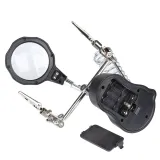 Forstørrelsesglas med LED-belysning, praktiske klemmer og loddekolbeholder – 4