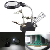 Forstørrelsesglas med LED-belysning, praktiske klemmer og loddekolbeholder – 5