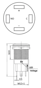 Pulsador | Moment - puls | 5V LED Verde | Acero inoxidable | 12mm – 4