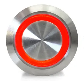Drukknop | Moment - puls | 5V LED Rood | RVS | 12mm