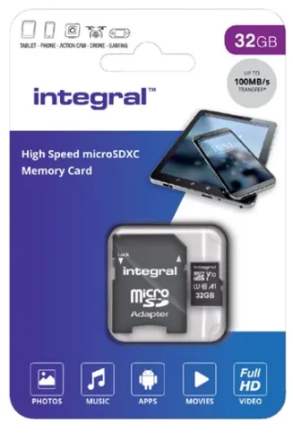 Integral 32GB V10 High Speed microSDHC Card Class 10 - 100MB/s s SD adaptérem