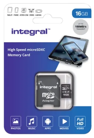 Integral 16GB V10 High Speed microSDHC Card Class 10 - 100MB/s SD Adapter