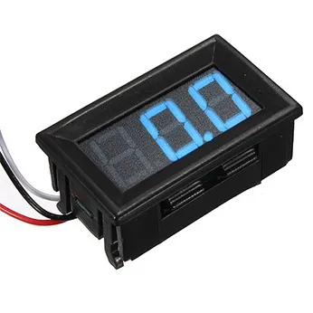 Voltmeter 0-100V - Blå, 0.56 inch, 3 ledninger