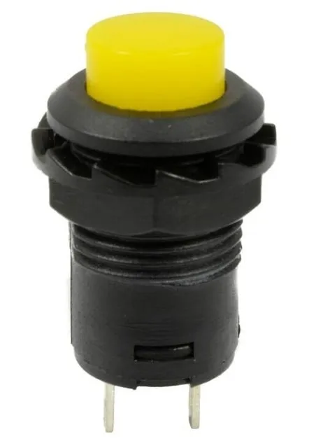 Push button | on-off self-locking | 14x20 round hole 12mm | Yellow