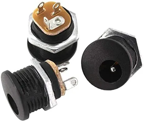 DC power jack Female 5.5x2.1mm DC-022 med møtrik