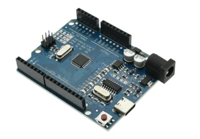 Arduino UNO R3 compatible USB-C incl. cable y header pins.