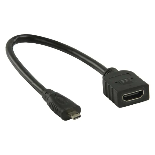 Conector hembra Micro-HDMI a HDMI negro 0,2m