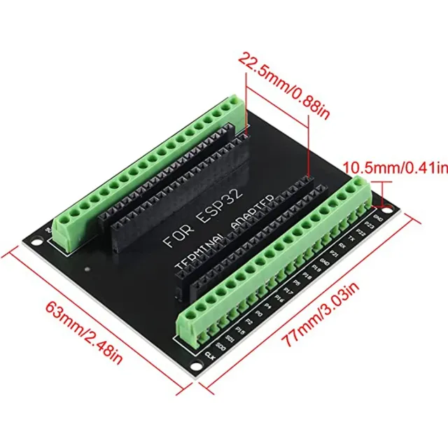 Breakout board 38-pins voor ESP32-S met schroefterminals