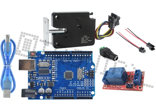 Starter Kit til Arduino Uno R3 med 5v lås, relæmodul, dc jack og 2 pin pigtail