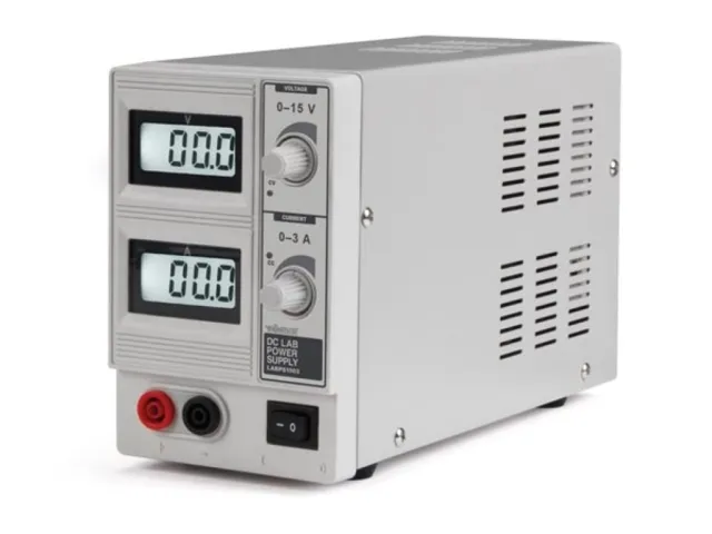 Velleman Labforsyning, justerbar, 0-15 VDC/0-3 A. LABPS1503