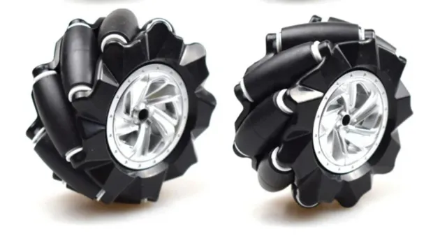 Mecanum Wiel /Omnidirectioneel Wiel - 80MM-A Zwart - set van 2 wielen (1xL + 1xR)