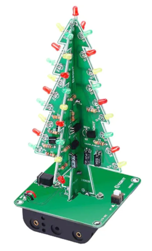 Weihnachtsbaum-Lötkit mit blinkenden roten, grünen und gelben LEDs