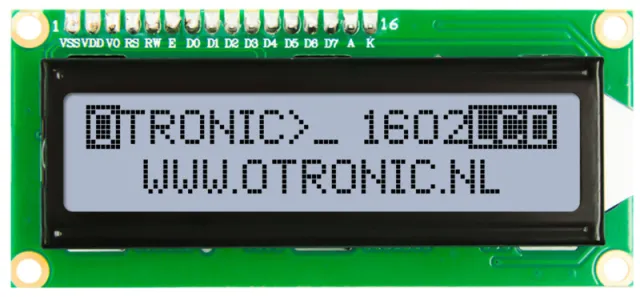 1602 LCD grå / sort med baggrundsbelysning