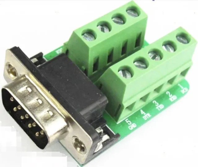 DB9 мъжки 9Pin Plug Breakout клемна платка - RS232