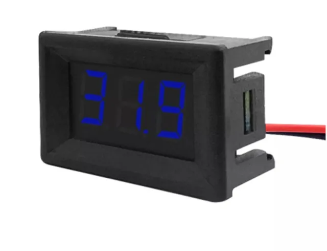 Voltmeter DC 3,5V-30V -  Blå, 0.56 inch, Indbygning