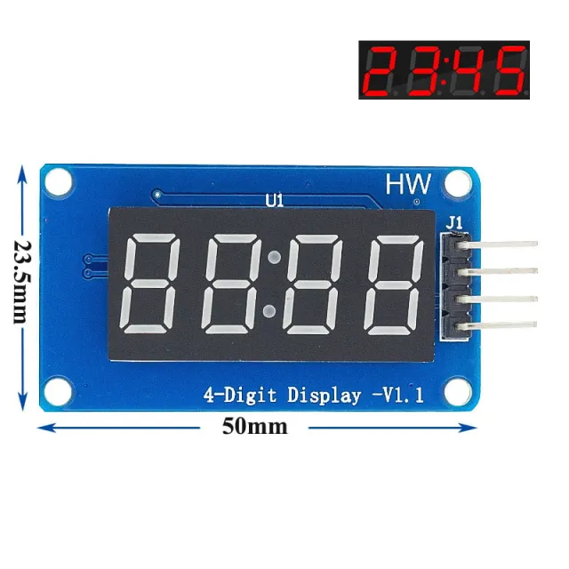 4-digit display Rød TM1637 (7-segmenter per digit)