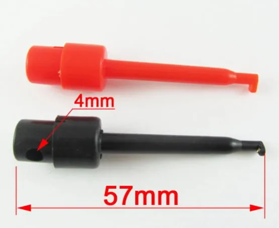 Testclip med fjederkrog til PCB SMD IC 57mm - Rød