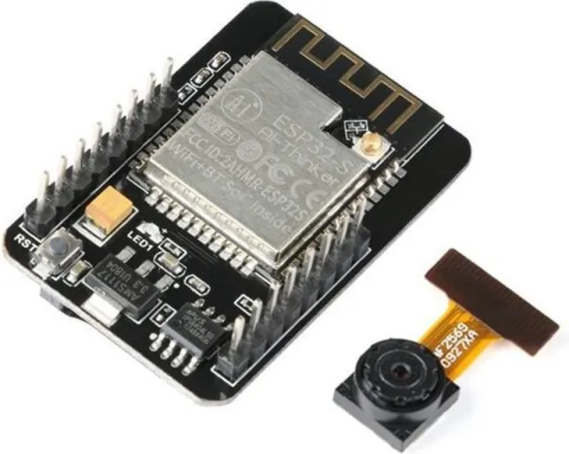 ESP32-CAM development board with camera, WiFi and Bluetooth