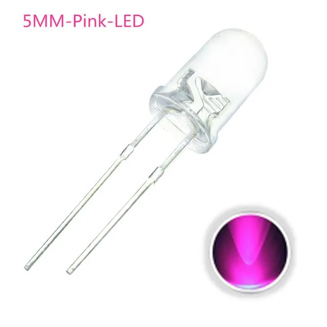 10x LED-diodi läpinäkyvä 5mm vaaleanpunainen 3V