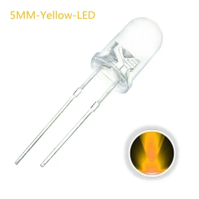 10x LED Diode Transparent 5mm Gul 2V