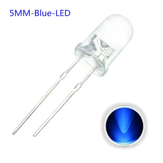 10x LED-diodi Läpinäkyvä 5mm Sininen 3V