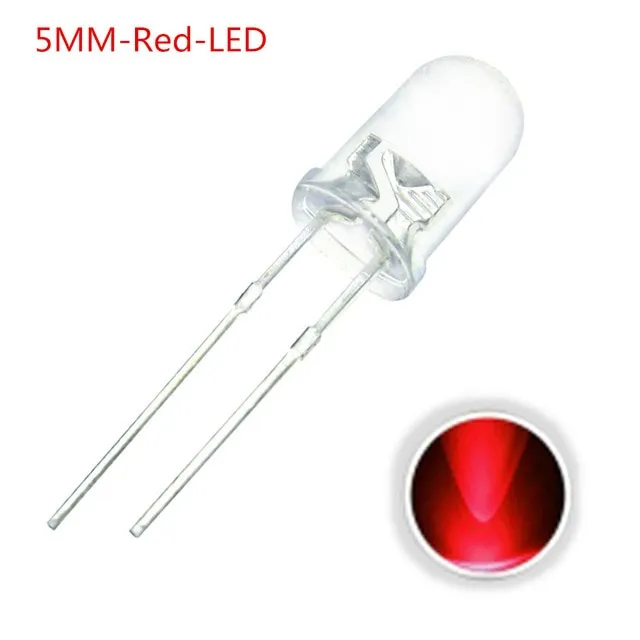 10x LED-diodi Läpinäkyvä 5mm Punainen 2V