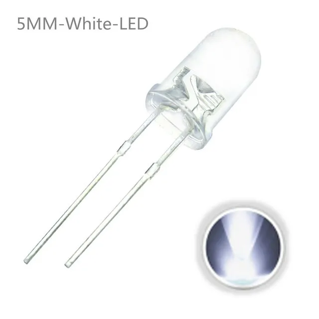 10x Diodo LED Transparente 5mm Blanco 3V