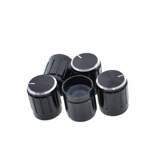 Hliníkový kryt pro otočný přepínač / potenciometr (vnitřní průměr: 6mm, vnější 15mmx17mm) - černý