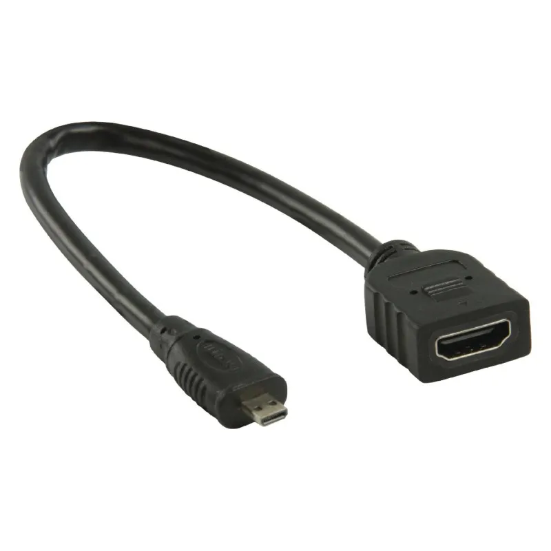 Przejściówka micro-HDMI na HDMI, czarna, 0,2m