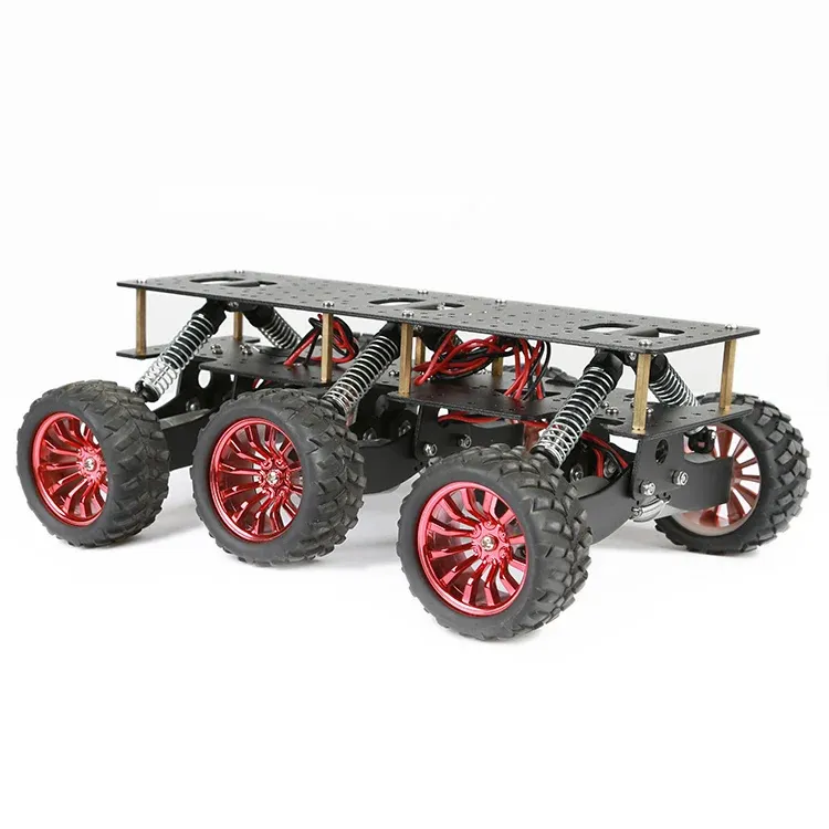 Schwarzes Offroad-Chassis mit 6-Radantrieb