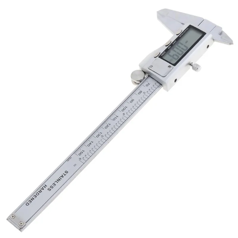 Calibro digitale in acciaio inox con display 0-150 mm incl. batteria e custodia