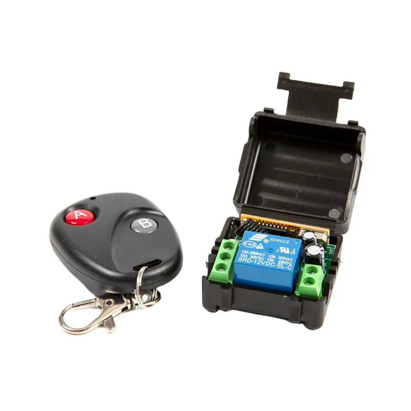 Modulo relè wireless incl. telecomando (2 pulsanti) - 12V, 1 canale, 433Mhz RF