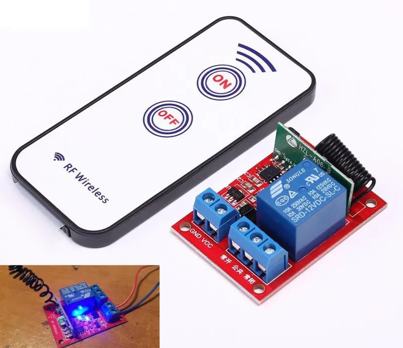 Módulo de relé inalámbrico incl. mando a distancia - 12V, 1 canal, 433Mhz RF