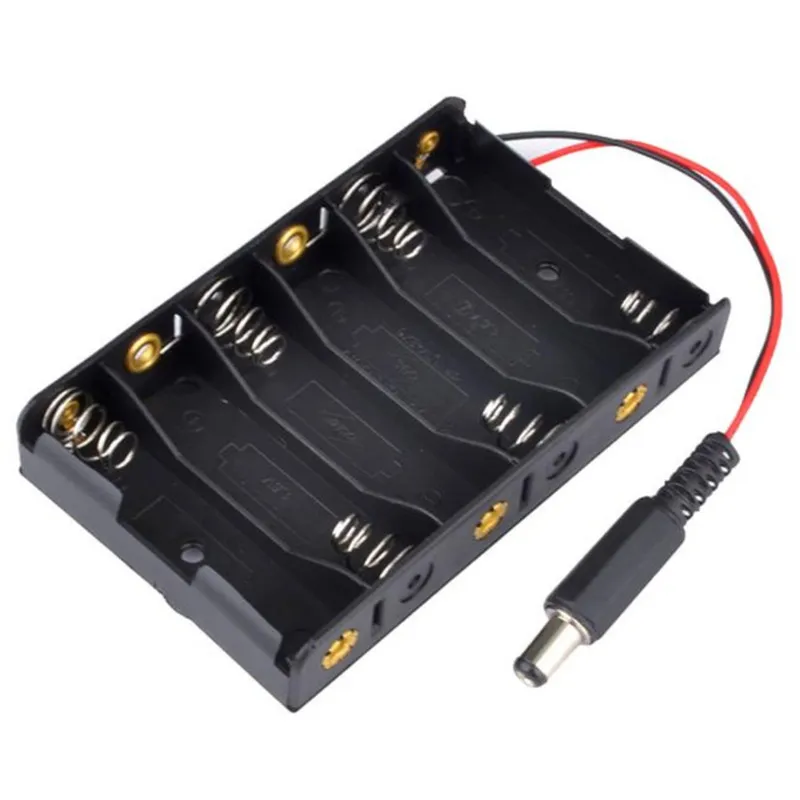 6x AA batteriholder med DC jack (9V)