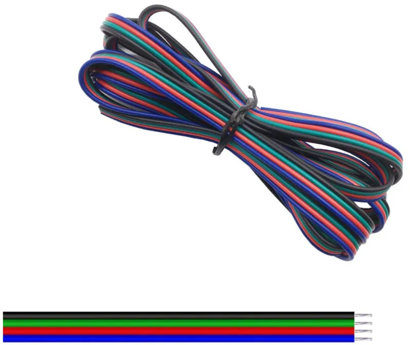 4žilový kabel 22AWG Ø1.3mm modrá / červená / zelená / černá 1 metr