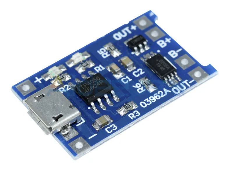 Lithium 18650 Batterieladegerät mit Micro USB 5V 1A TP4056