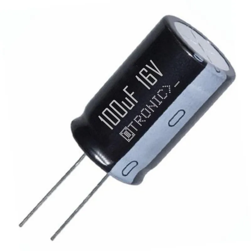 10x Kondensaattori 100uF 16v Elektrolyyttinen (ELCO) musta