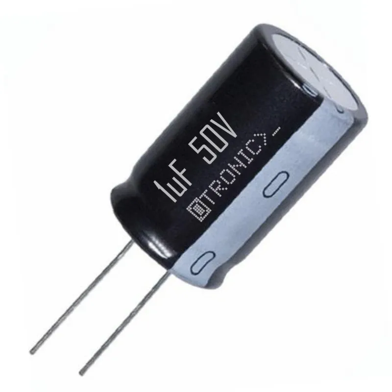10x Kondensaattori 1uF 50v Elektrolyyttinen (ELCO) musta